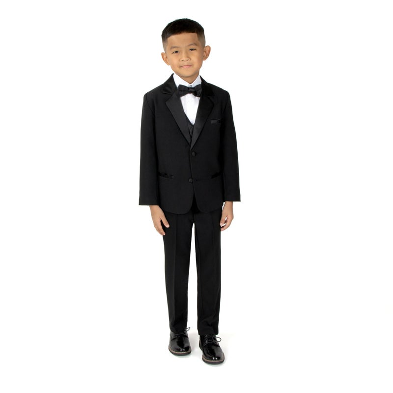 Spring Notion Boys' Classic Fit Tuxedo Set, No Tail 18 Black - Image 1